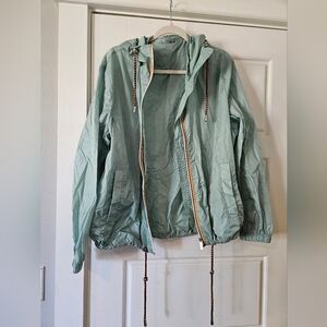 Mint Green Hooded Windbreaker Jacket